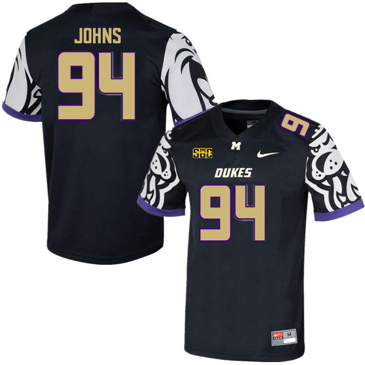Men-Youth #94 Sean Johns James Madison Dukes College Football Jerseys Stitched Sale-Black
